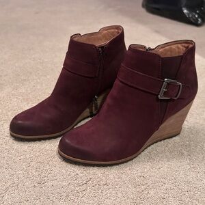 Caslon Maroon Ankle Wedge Booties